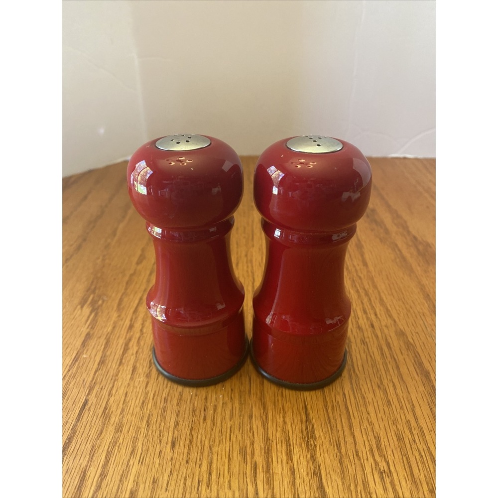 Salt & Pepper Set 4.5"-Red‎ Stainless S And P Top-
